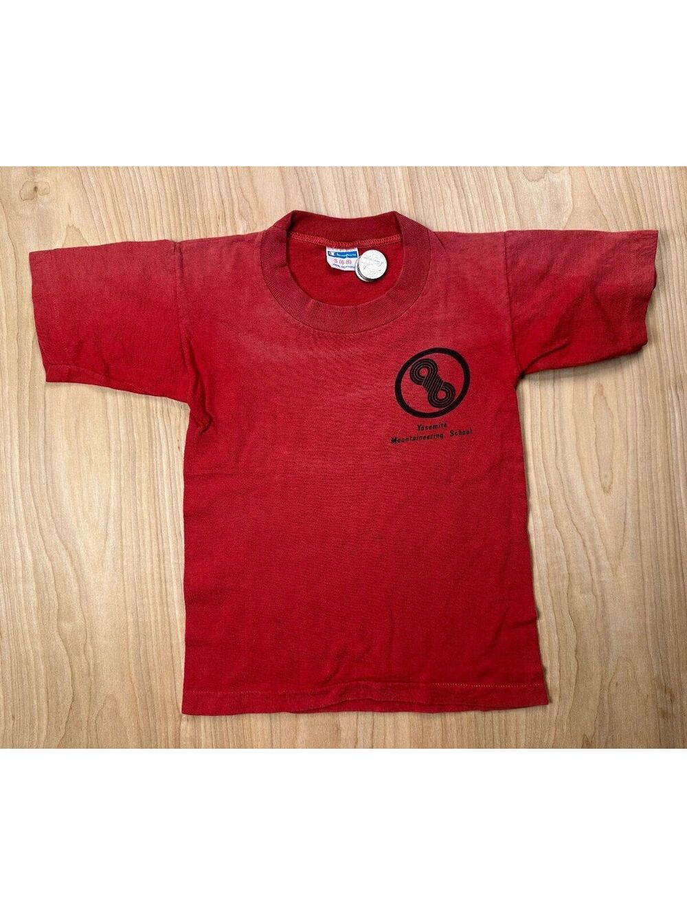 Vintage 70s Kids Yosemite Mountaineering tshirt Champion Single Stitch climbing